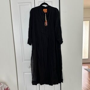 CONIGLIO PALM BEACH NWT BLACK COTTON SHEER DRESS HAS TIE BACK ONE SIZE